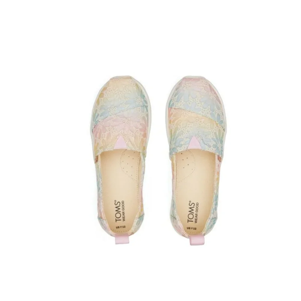 NWT TOMS Youth Alpargata Ombre Floral Lace Kids Shoes - Size Youth 5.5